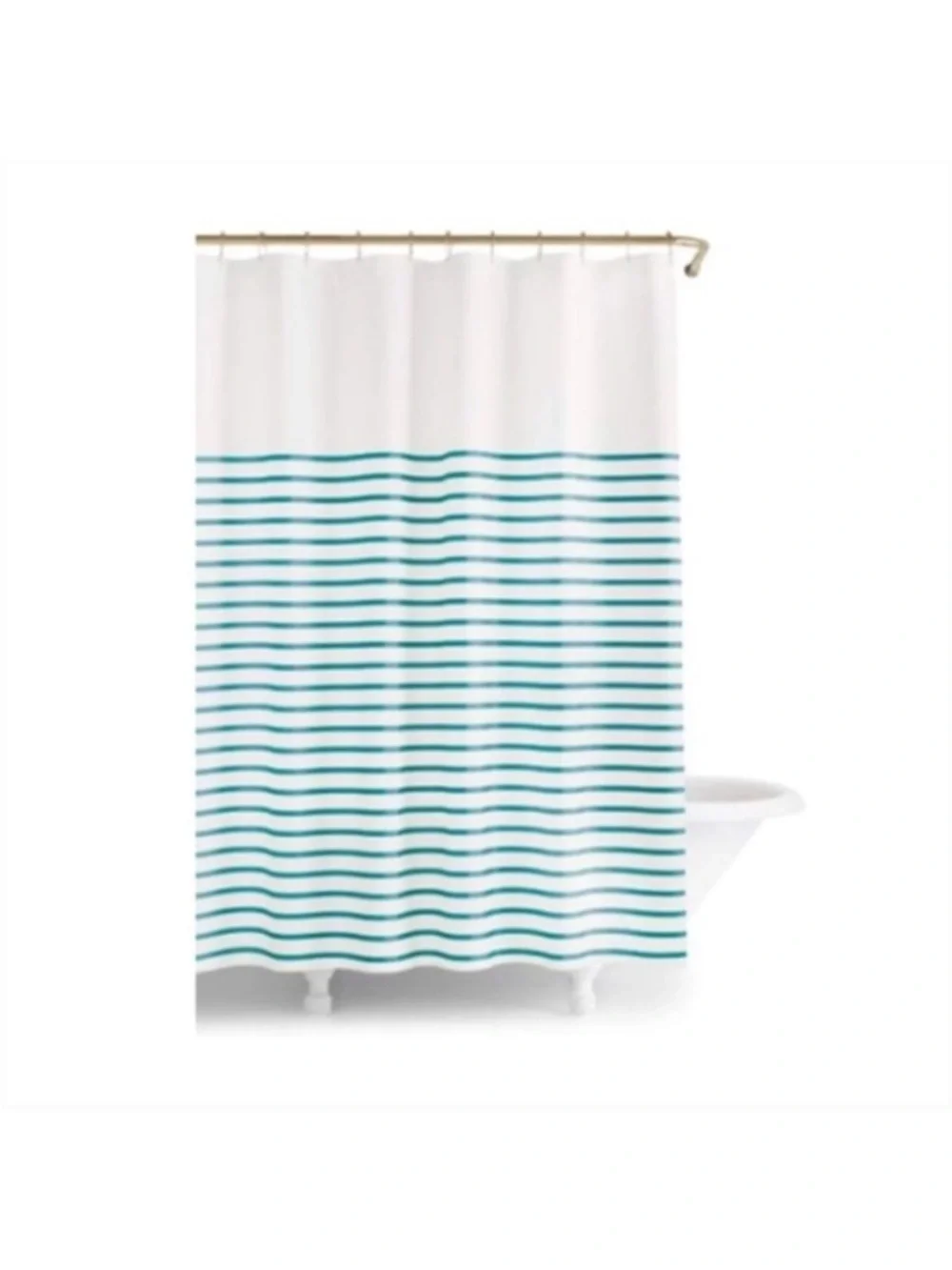 Kate Spade Harbor Stripe blue and white striped shower curtain
